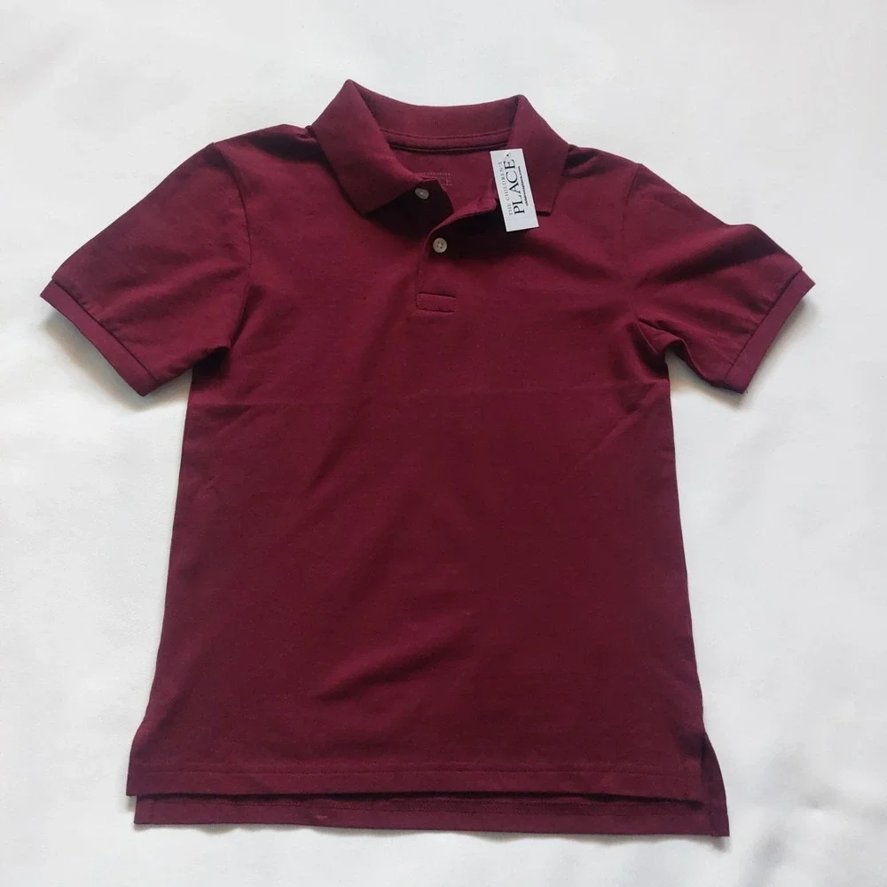 The Children's Place  Burgundy ‎ Polo Shirt Collar Button Size M 7/8